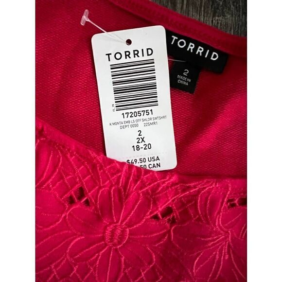 Torrid Magenta Off Shoulder Sweatshirt (Sz 1) - Picture 5 of 5